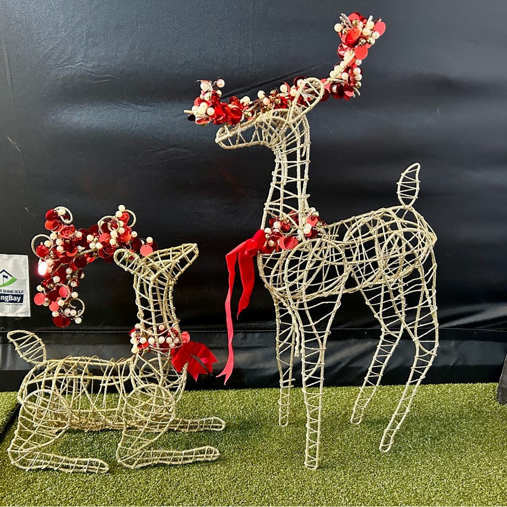 Pier 1 Gold Wire Reindeer Set